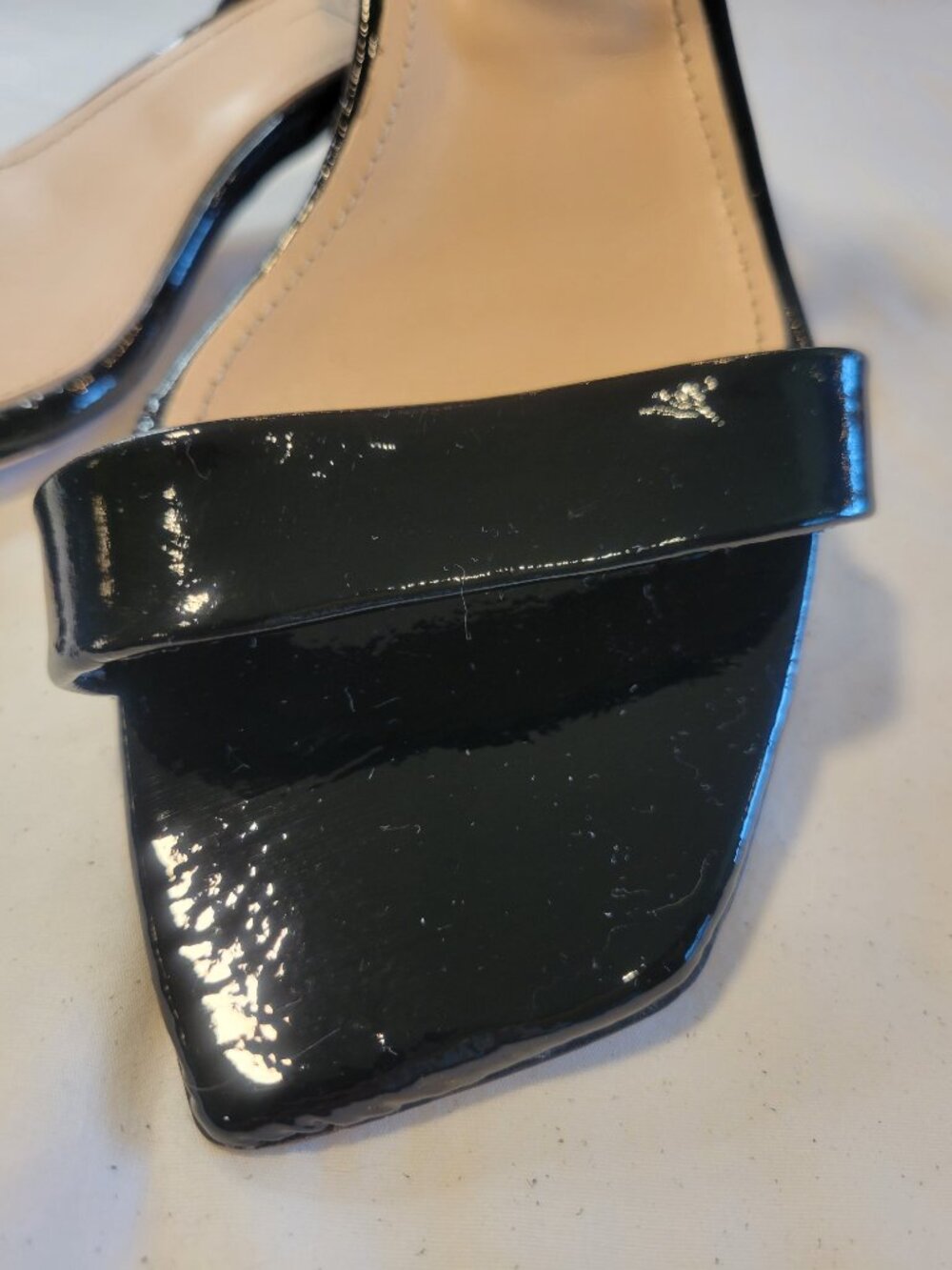 AGL Black Patent Leather Square Toe Block Heel Ankle Strap Sandals EU 38.5 Italy - Picture 3 of 12